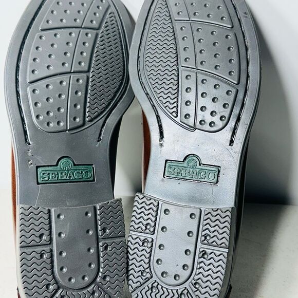 Sebago Men’s Moc Toe Rubber Sole Brown Leather Penny Loafers Size 9,5 - Picture 8 of 8